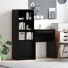 Image de vidaXL Bureau avec tiroir avec étagère avec stockage 2 pcs Chêne noir