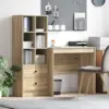 Image de vidaXL Bureau avec tiroir avec étagère 2 pcs Chêne Sonoma