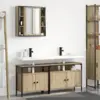 Image de vidaXL Ensemble de mobilier de salle de bain avec étagère 3 pcs Marron