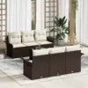 Image de vidaXL Ensemble de canapé de jardin 7 pcs Marron polyrotin