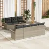 Image de vidaXL Ensemble de canapé de jardin 8 pc Gris clair polyrotin