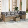 Image de vidaXL Ensemble de canapé de jardin 8 pc Beige polyrotin