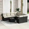 Image de vidaXL Ensemble de canapé de jardin 9 pcs Noir Poly rotin