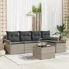 Image de vidaXL Canapé d’extérieur avec coussin 6 pcs Gris clair polyrotin