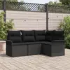 Image de vidaXL Ensemble de canapé de jardin avec coussin 4 pcs Noir polyrotin