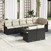 Image de vidaXL Ensemble de canapé de jardin 9 pc Noir polyrotin
