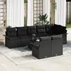 Image de vidaXL Ensemble de canapé de jardin avec coussin 9 pcs Noir Poly rotin