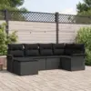 Image de vidaXL Ensemble de canapé de jardin 6 pc Noir polyrotin