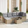 Image de vidaXL Ensemble de canapé de jardin 7 pc Beige polyrotin