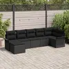 Image de vidaXL Ensemble de canapé de jardin avec coussin 7 pcs Noir Poly rotin