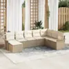 Image de vidaXL Ensemble de canapé de jardin 8 pc Beige polyrotin