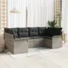 Image de vidaXL Ensemble de canapé de jardin 6 pc Gris clair polyrotin