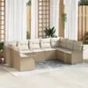 Image de vidaXL Ensemble de canapé de jardin avec coussin Beige polyrotin