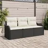 Image de vidaXL Ensemble de canapé de jardin 3 pc Noir polyrotin