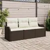 Image de vidaXL Ensemble de canapé de jardin 3 pc Marron polyrotin