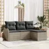 Image de vidaXL Ensemble de canapé de jardin 4 pc Gris clair polyrotin