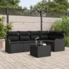 Image de vidaXL Ensemble de canapé de jardin Noir polyrotin