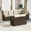 Image de vidaXL Ensemble de canapé de jardin 7 pc Marron polyrotin