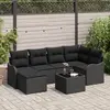 Image de vidaXL Ensemble de canapé de jardin avec coussin 7 pcs Noir Poly rotin