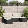 Image de vidaXL Ensemble de canapé de jardin avec coussin 6 pcs Noir Poly rotin