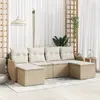 Image de vidaXL Ensemble de canapé de jardin 6 pc Beige polyrotin