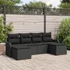 Image de vidaXL Ensemble de canapé de jardin avec coussin 6 pcs Noir Poly rotin