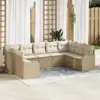 Image de vidaXL Ensemble de canapé de jardin 9 pc Beige polyrotin