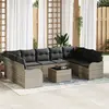 Image de vidaXL Ensemble de canapé de jardin 10 pcs Gris clair polyrotin