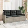 Image de vidaXL Ensemble de canapé de jardin 3 pcs Gris clair Poly rotin