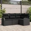Image de vidaXL Ensemble de canapé de jardin 4 pcs Noir polyrotin