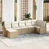 Image de vidaXL Ensemble de canapé de jardin 7 pcs Beige Poly rotin