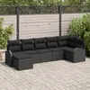 Image de vidaXL Ensemble de canapé de jardin avec coussin 7 pcs Noir Poly rotin