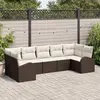 Image de vidaXL Ensemble de canapé de jardin 7 pcs Marron Poly Rattan