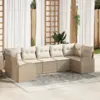 Image de vidaXL Ensemble de canapé de jardin 7 pcs Beige Poly Rattan