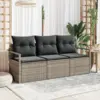 Image de vidaXL Ensemble de Canapés 3 pc Gris polyrotin