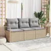 Image de vidaXL Ensemble de Canapés 3 pcs Beige polyrotin