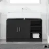 Image de vidaXL Cabinet de salle de bain avec porte Chêne noir 90 x 29 x 55 cm