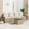 Image de vidaXL Ensemble de canapé de jardin 5 pc Beige polyrotin