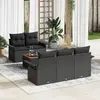 Image de vidaXL Ensemble de canapé de jardin 6 pc Noir polyrotin