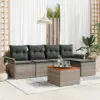 Image de vidaXL Ensemble de canapé de jardin 6 pc Gris polyrotin