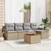 Image de vidaXL Ensemble de canapé de jardin 6 pc Beige polyrotin