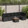 Image de vidaXL Ensemble de canapé de jardin 7 pc Noir polyrotin