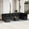 Image de vidaXL Ensemble de canapé de jardin 11 pc Noir polyrotin
