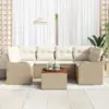 Image de vidaXL Ensemble de canapé de jardin 7 pc Beige polyrotin