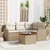 Image de vidaXL Ensemble de canapé de jardin 5 pc Beige polyrotin