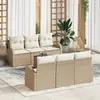 Image de vidaXL Ensemble de canapé de jardin 7 pc Beige polyrotin