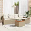 Image de vidaXL Ensemble de canapé de jardin 6 pc Beige polyrotin