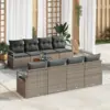 Image de vidaXL Ensemble de canapé de jardin avec coussin 9 pcs Gris polyrotin
