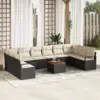 Image de vidaXL Ensemble de canapé de jardin avec coussin 11 pcs Noir polyrotin