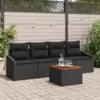 Image de vidaXL Ensemble de canapé de jardin 5 pc Noir polyrotin